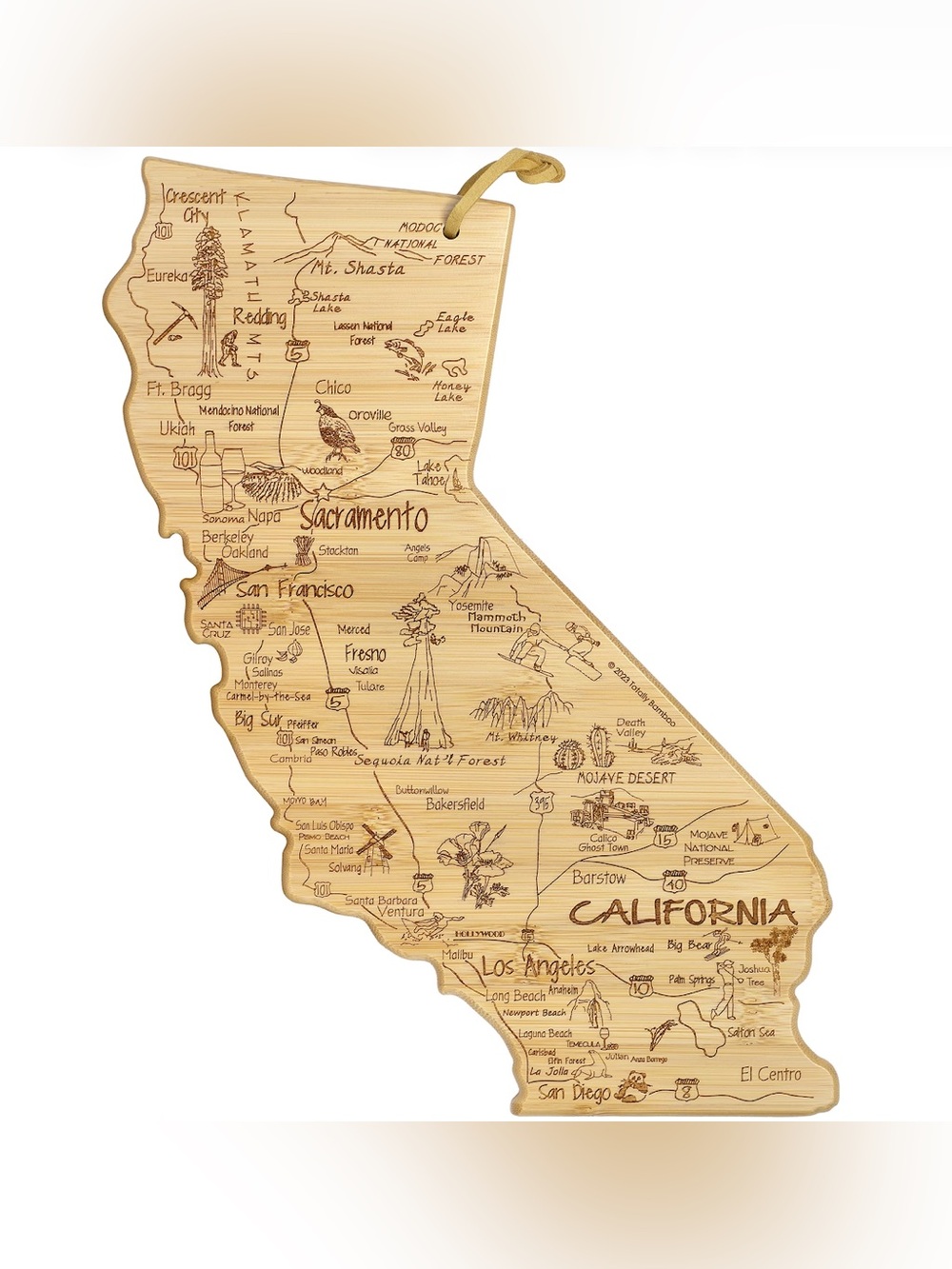 California State Shaped Bamboo Cutting Board - Natural